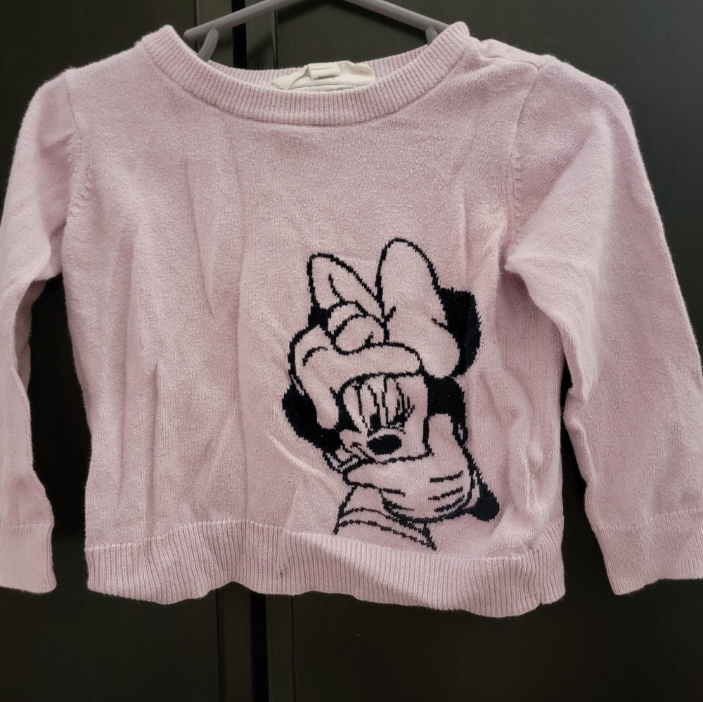 Baby gap toddler girl Minnie mouse sweater purple 18-24 months